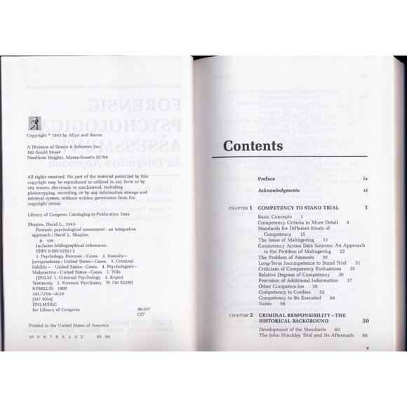 FORENSIC PSYCHOLOGICAL ASSESSMENT An Integrative Approach, Hardcover ©1991 - Picture 3 of 4